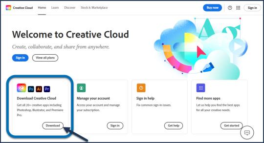 The Adobe Creative Cloud website