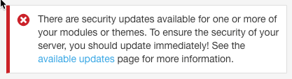 Security update message from Drupal