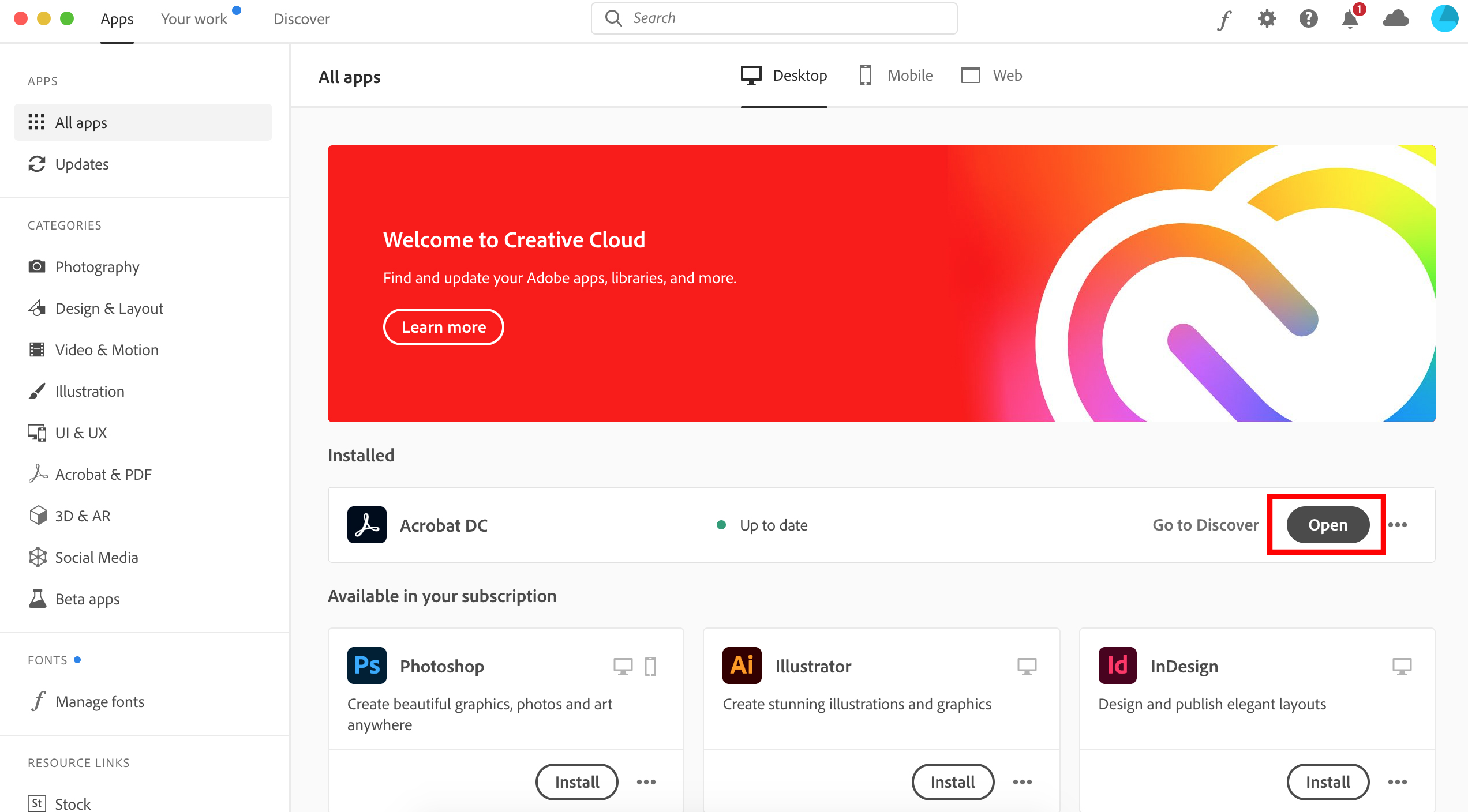 creative cloud single-app membership for acrobat pro dc download