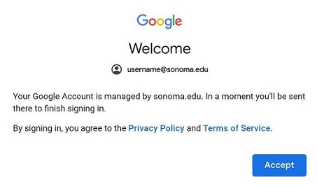 Screenshot of the Google "Welcome" screen that appears once you've logged in 