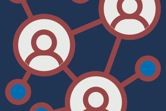 People connected by a spiderweb network