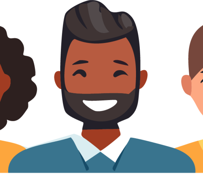 People in a row smiling