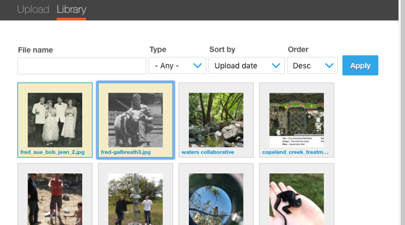 Library displays images already uploaded to Drupal