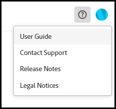 Open help menu with mouse hovering over a link titled "User Guide."