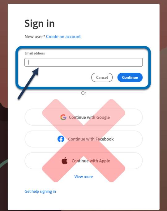 Adobe Creative Cloud Sign-In screen
