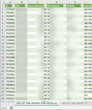An excel spreadsheet with blurred data