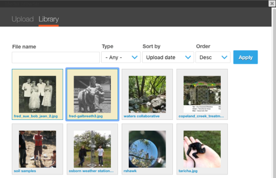 Library displays images already uploaded to Drupal