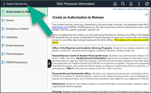 A return to student self-service button on MySSU